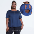 Camiseta respirável camisetas de tamanho grande para mulheres de tamanho grande Exercício seco de esportes seco azul Excesso pesado de camiseta pesada